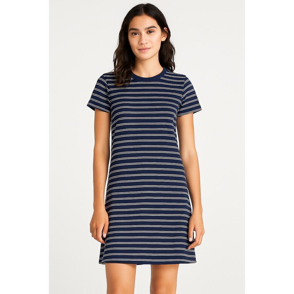 Madewell Navy White Striped T-Shirt Dress XS